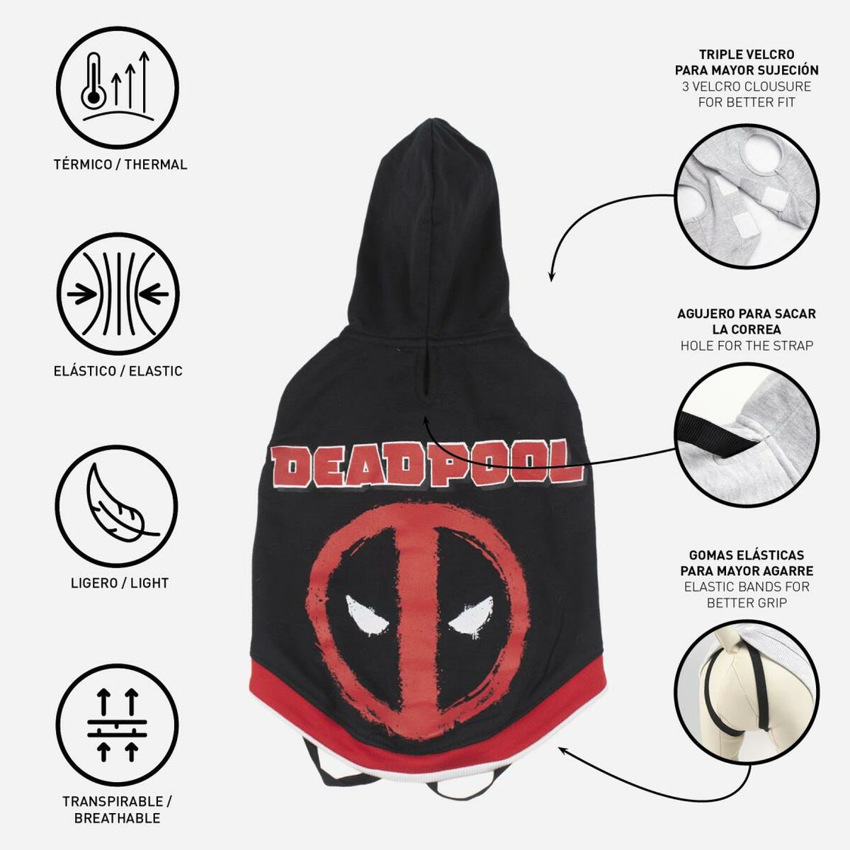 Hundepulli Deadpool XXS Schwarz
