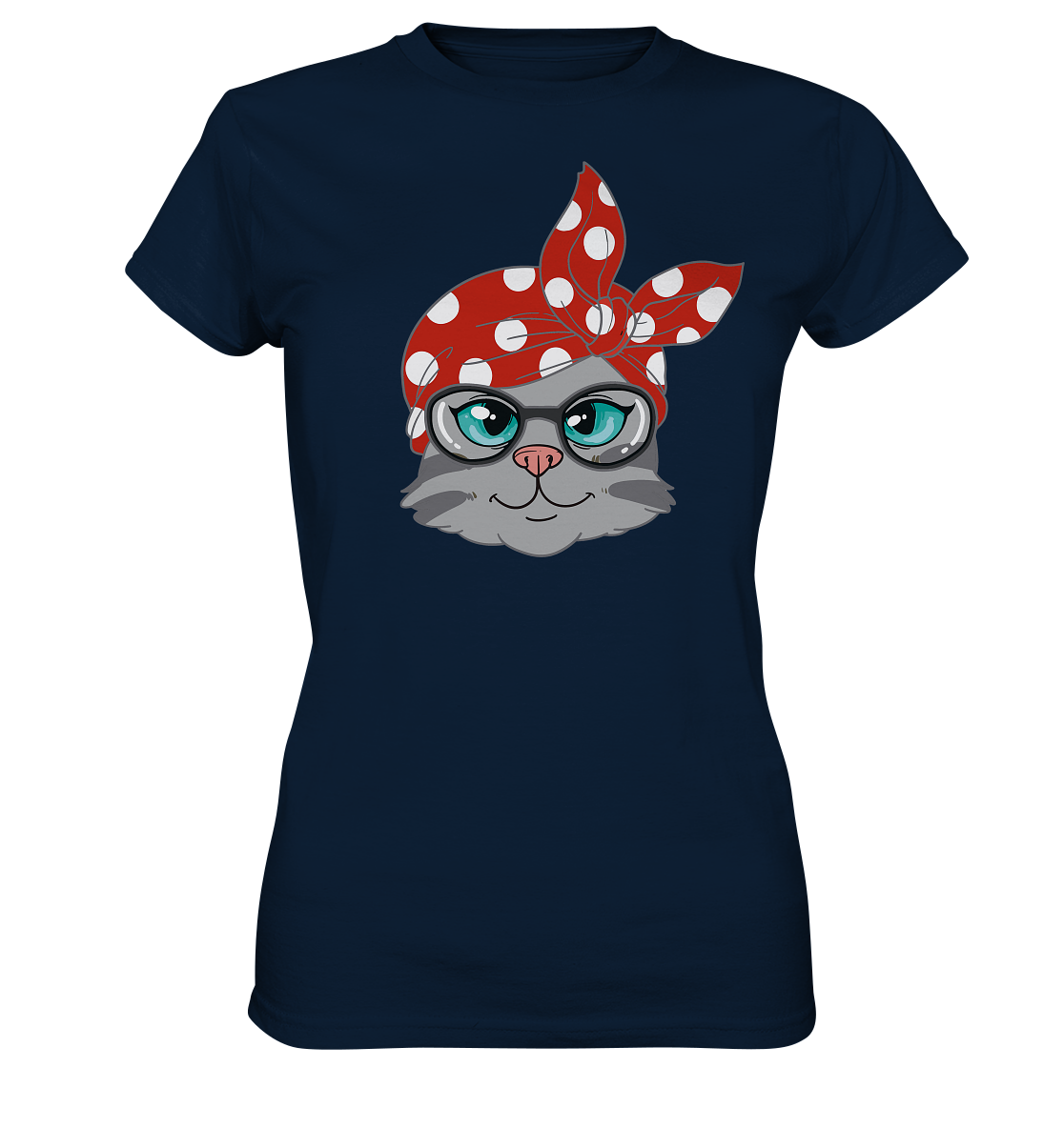 Katzenmama mit Bandana rot weiß gepunktet - Ladies Premium Shirt