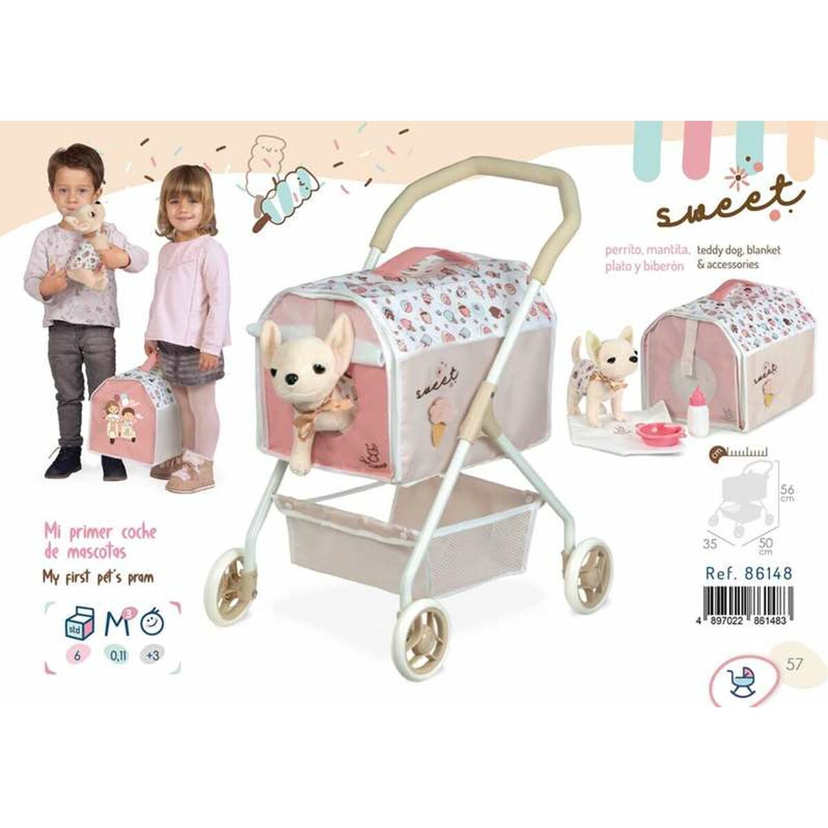 Haustierwagen Decuevas Sweet Für Kinder 35 x 50 x 56 cm