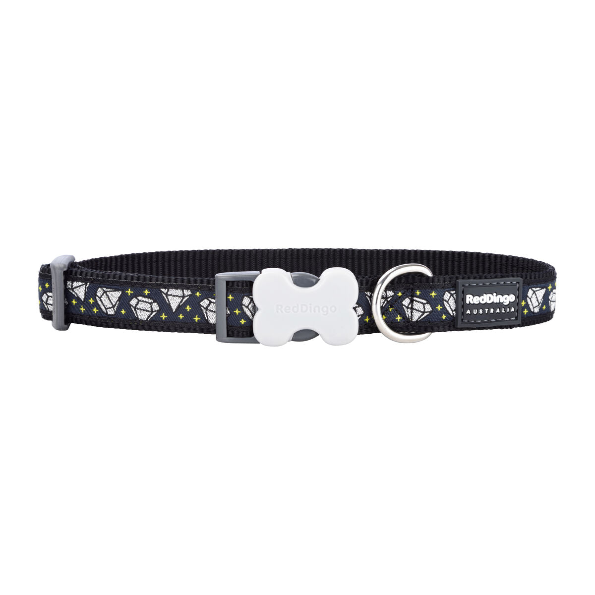 Hundehalsband Red Dingo STYLE DIAMOND 15 mm x 24-36 cm Schwarz