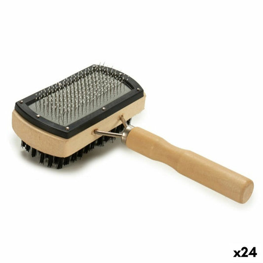 Hundebürste Double Holz Braun 13 x 5 x 22 cm (24 Stück)