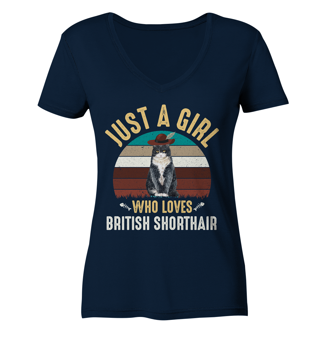 Just A Girl Who Loves British Shorthair - Ladies Organic V-Neck Shirt