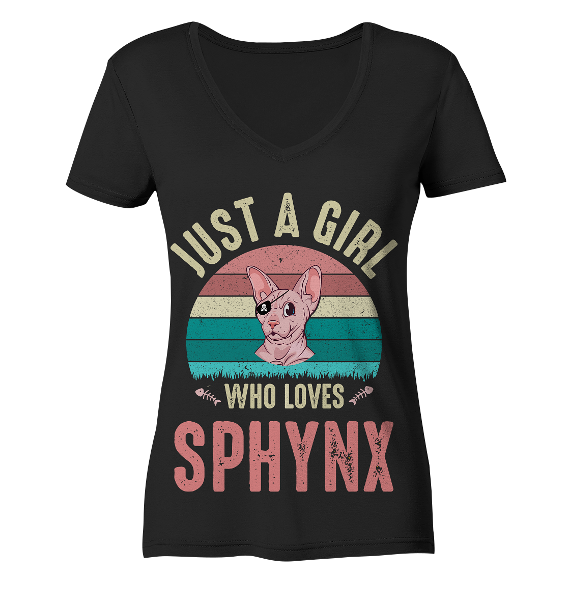 Just a Girl Who Loves Sphynx-Katzen - Ladies Organic V-Neck Shirt