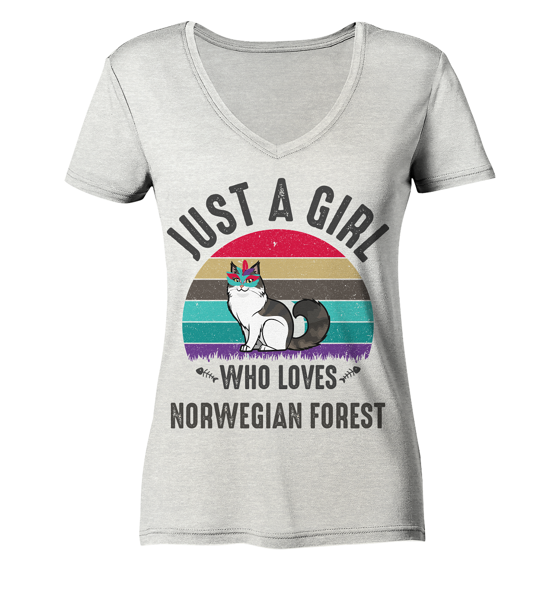 Just A Girl Who Loves Norwegische Waldkatze - Ladies Organic V-Neck Shirt