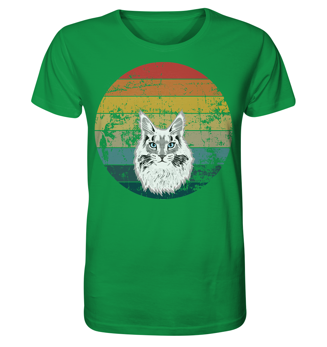 Retro Sonnenaufgang mit Katzenrasse Maine Coon - Organic Shirt