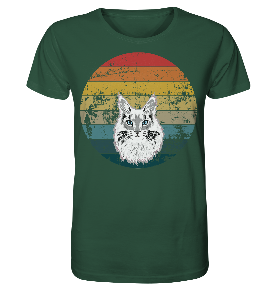 Retro Sonnenaufgang mit Katzenrasse Maine Coon - Organic Shirt